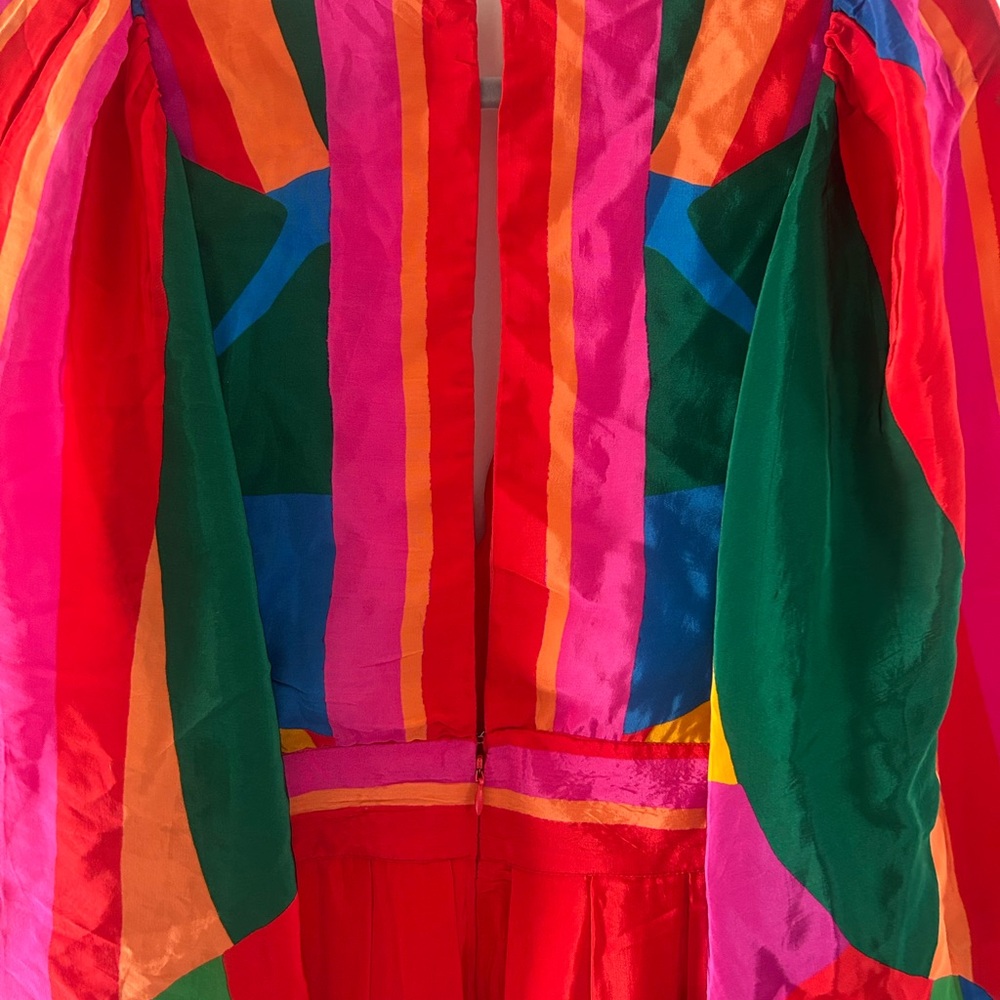 FARM Rio Multicolor Striped Maxi Dress in Red, Pink, Green, Blue, Orange - Picture 4 of 9